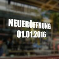 Schaufenster Aufkleber | Neueröffnung mit Datum