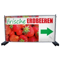 340 x 173 cm | Frische Erdbeeren Bauzaunbanner (1579)