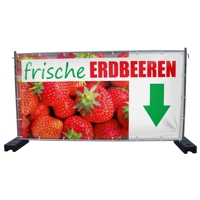 340 x 173 cm | Frische Erdbeeren Bauzaunbanner (1579)