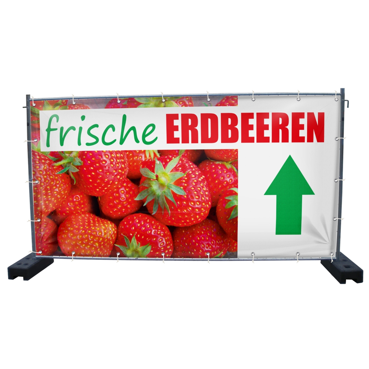 340 x 173 cm | Frische Erdbeeren Bauzaunbanner (1579)