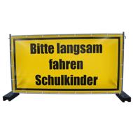 340 x 173 cm | Langsam fahren Schulkinder Bauzaunbanner (1967)