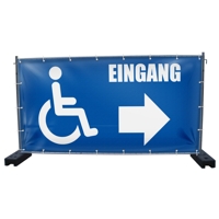 340 x 173 cm | Rollstuhlfahrer Eingang Bauzaunbanner (1450)