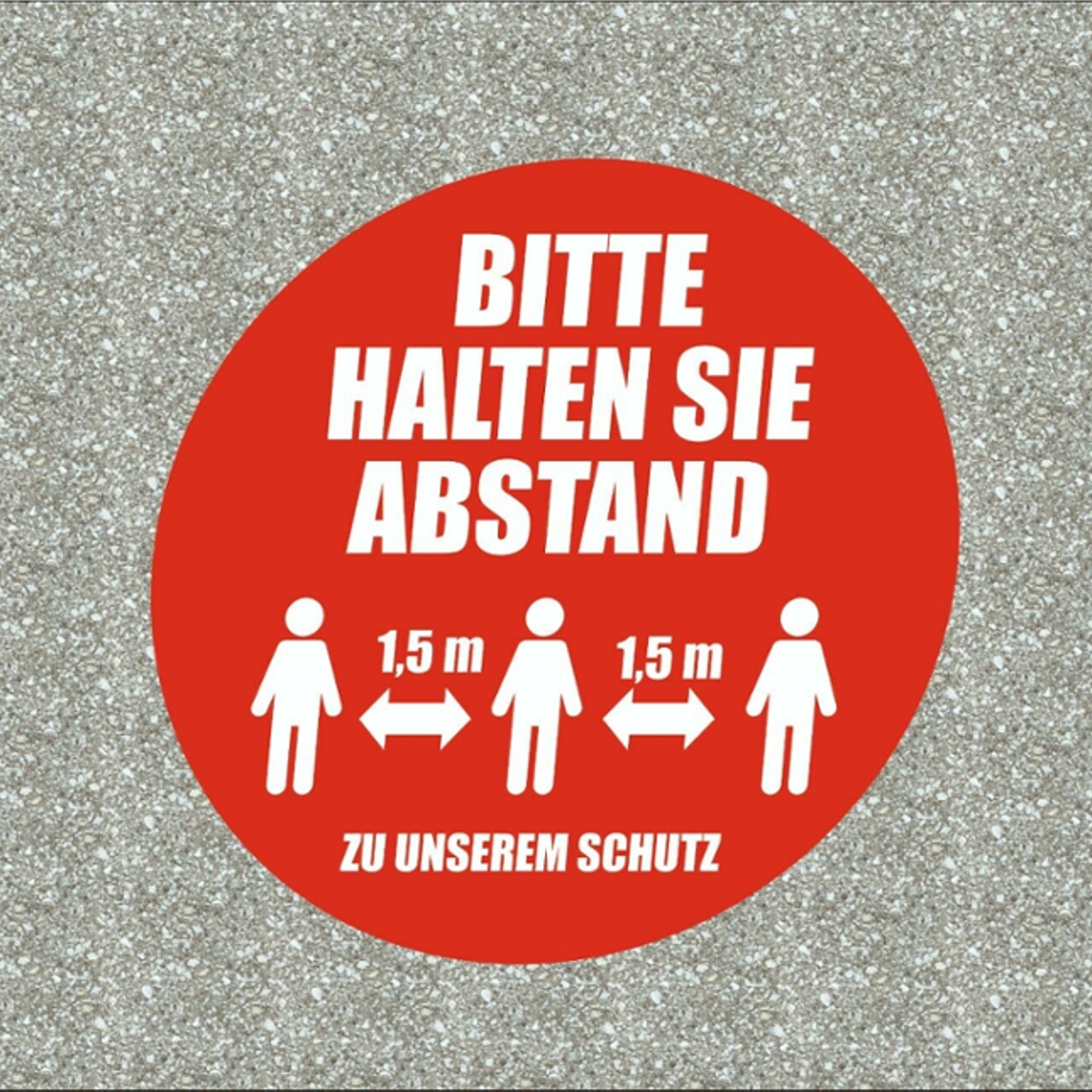 Bitte halten Sie Abstand, Fußbodenaufkleber, Ø 30 cm