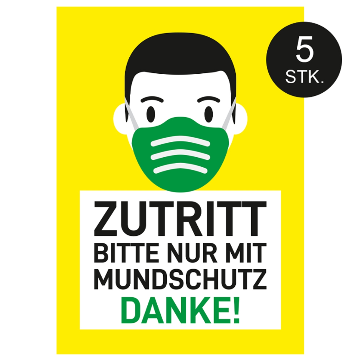 Zutritt bitte nur mit Mundschutz, Poster, DIN A4, A3, A2 (5 Stk.)