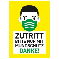 Zutritt bitte nur mit Mundschutz, Poster, DIN A4, A3, A2 (5 Stk.)