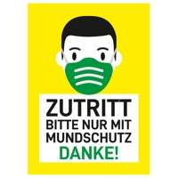 Zutritt bitte nur mit Mundschutz, Poster, DIN A4, A3, A2 (5 Stk.)